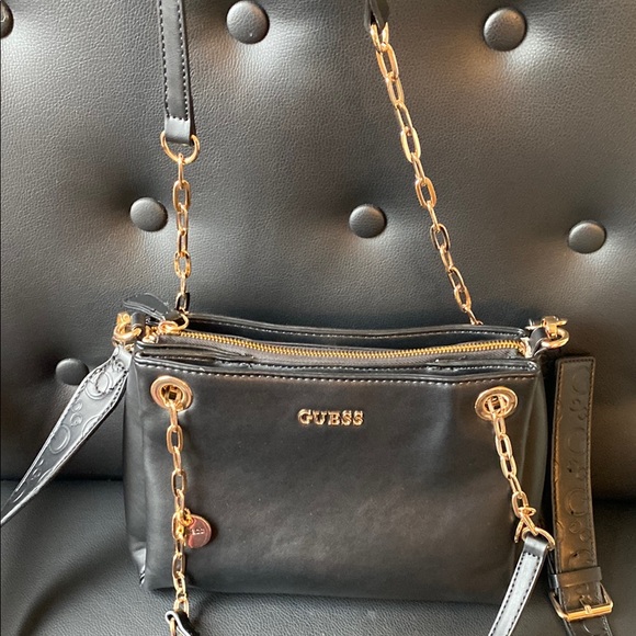 GUESS Black Chain-Accent Crossbody Bag - Picture 2 of 10